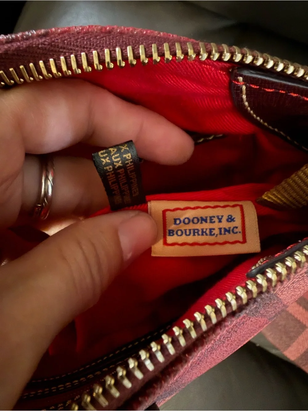 NWT Dooney & Bourke Red Plaid Satchel with Matching Wristlet